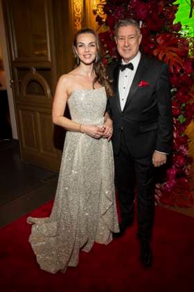 Annika Lau and Joachim Llambi presenter duo on the red carpet as guests in the ballroom at the 100 Sepmper Opera Ball at the Semper Opera in Dresden on February 6, 2026 Saxony Germany
