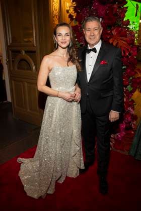 Annika Lau and Joachim Llambi presenter duo on the red carpet as guests in the ballroom at the 100 Sepmper Opera Ball at the Semper Opera in Dresden on February 6, 2026 Saxony Germany