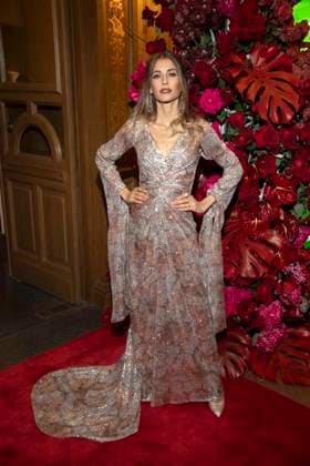 Cathy Hummels on the red carpet as a guest in the ballroom at the 100 Sepmper Opera Ball at the Semper Opera in Dresden on February 6, 2026 Saxony Germany