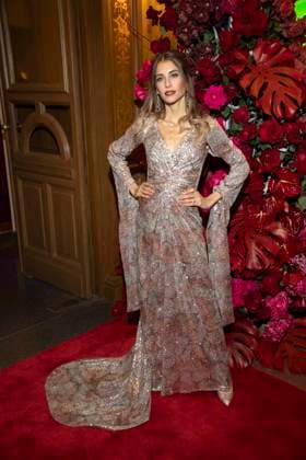 Cathy Hummels on the red carpet as a guest in the ballroom at the 100 Sepmper Opera Ball at the Semper Opera in Dresden on February 6, 2026 Saxony Germany