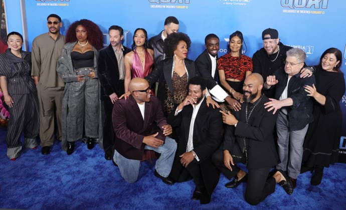 Celebrities attend the Los Angeles premiere of Columbia Pictures and Sony Pictures Animation s GOAT at the AMC Century City 15 in Los Angeles United States Featuring: Nick Kroll, Patton Oswalt, Gabrielle Union, Caleb McLaughlin, Stephen Curry, Jennifer Hudson, Jennifer Lewis, Jelly Roll, Aaron Pierre Where: Los Angeles, California, United States When: 07 Feb 2026 Credit: Faye s Vision Cover Images EDITORIAL USE ONLY. NOT FOR USE BY NEWSPAPERS BASED IN THE UK. Copyright: xx coverimg55444032
