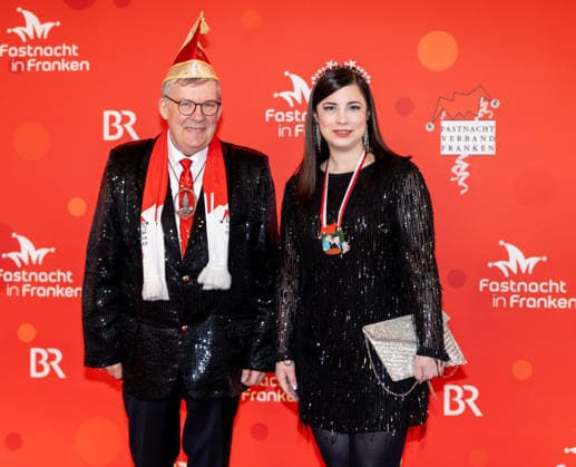 In the picture from left BR Broadcasting Council, Volkmar Halbleib with companion Veitshoechheim, Mainfrankensaele, 06 02 2026, Fastnacht in Franken 2026 Copyright: HMBxMedia xJulienxBecker