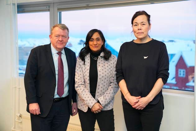 Foreign Ministers meets in Nuuk Danish Foreign Minister Lars Loekke Rasmussen L meets with Canada s Foreign Minister Anita Anand C and Greenland s Minister for Foreign Affairs Vivian Motzfeldt in Nuuk, Greenland on Saturday, February 7, 2026 , Greenland Denmark  Copyright: IdaxMariexOdgaardx spdk20260207-124507-L