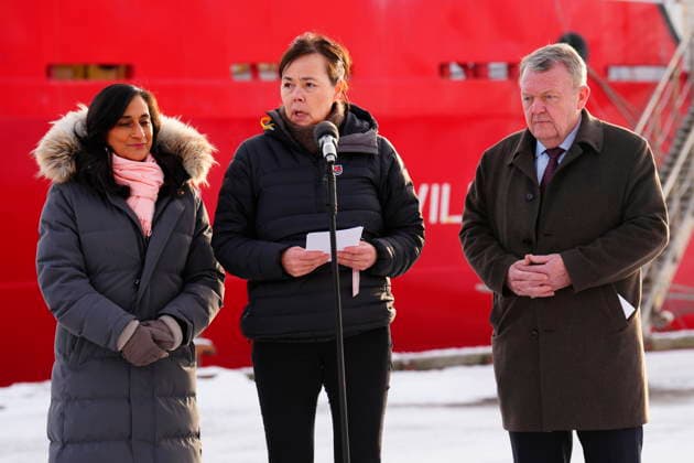 Joint Canadian, Danish, and Greenlandic press conference Greenland s Minister for Foreign Affairs, Vivian Motzfeldt C talks to the press during a press conference with Danish Foreign Minister Lars Loekke Rasmussen and Canada s Foreign Minister Anita Anand in Nuuk, Greenland Saturday, February 7, 2026 , Greenland Denmark  Copyright: IdaxMariexOdgaardx spdk20260207-165630-L