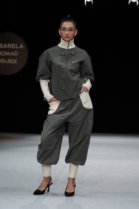 Modad catwalk during Madrid Fashion Week in Madrid - 07 Feb 2026 A model walks the runway in a design by designer CSDMM at the Momad catwalk during the Madrid Fashion Week at Ifema. Madrid Spain Copyright: xAtilanoxGarciax xSOPAxImagesx photos04484