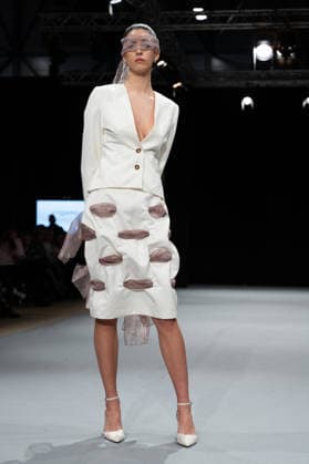 Modad catwalk during Madrid Fashion Week in Madrid - 07 Feb 2026 A model walks the runway in a design by designer CSDMM at the Momad catwalk during the Madrid Fashion Week at Ifema. Madrid Spain Copyright: xAtilanoxGarciax xSOPAxImagesx photos04485
