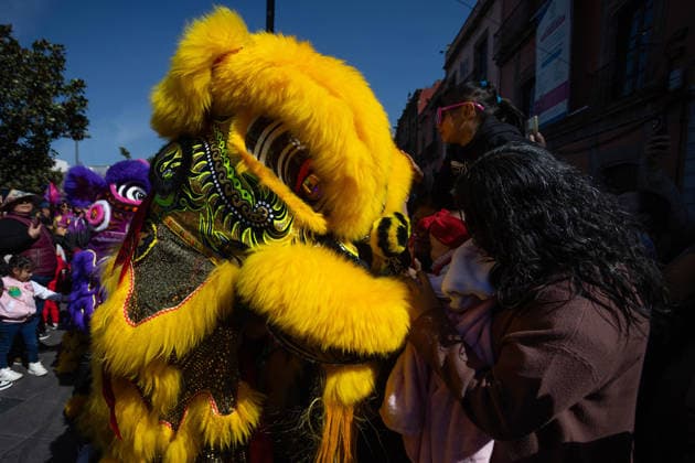 Chinese New Year celebrations in Mexico City MEXICO CITY, MEXICO - FEBRUARY 07: Lion dancers take part in a parade as spectators watch, during Chinese New Year celebrations through the streets of the city center, in Mexico City, Mexico on February 07, 2026. Dozens of dragon and lion dancers paraded close to spectators in Mexico City s center, marking the start of Chinese New Year celebrations, the Year of the Horse. Daniel Cardenas Anadolu Mexico City Mexico. Editorial use only. Please get in touch for any other usage.  Copyright: x2026xAnadoluxDanielxCardenasx