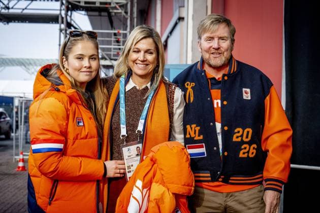 MILAN - Queen Maxima, Princess Amalia, and King Willem-Alexander in the men s 5,000-meter speed skating final at the Milan Speed Skating Stadium, Milan Cortina 2026 Olympic Winter Games. ROBIN UTRECHT ANP netherlands out - belgium out  Copyright: xx x550036485x originalFilename: 550036485.jpg