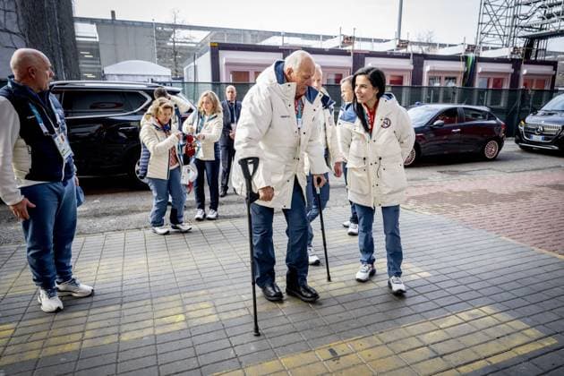 MILAN - King Harald and Queen Sonja of Norway visit the men s 5000 meters Milano Speed Skating Stadium during the Milan Cortina 2026 Winter Olympics. ROBIN UTRECHT ANP netherlands out - belgium out  Copyright: xx x550036589x originalFilename: 550036589.jpg
