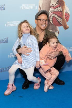 February 8, 2026, London, United Kingdom: Joe Swash with children, Belle and Rose attend the GOAT film screening, at Picturehouse Central in Piccadilly, London. London United Kingdom  - ZUMAs197 20260208_aaa_s197_158 Copyright: xPhilxLewisx