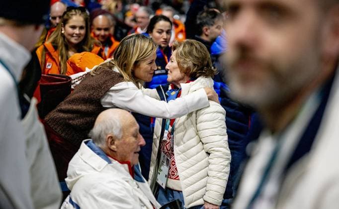 MILAN - Queen Maxima, Princess Amalia and King Willem-Alexander congratulate Norwegian King Harald and Norwegian Queen Sonjana in the 5,000 meters speed skating men s final Milano Speed Skating Stadium Olympic Winter Games Milan Cortina 2026 ROBIN UTRECHT ANP netherlands out - belgium out  Copyright: xx x550051244x originalFilename: 550051244.jpg