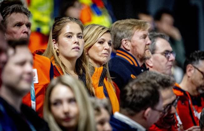 MILAN - Queen Maxima, Princess Amalia, and King Willem-Alexander in the men s 5,000-meter speed skating final at the Milan Speed Skating Stadium, Milan Cortina 2026 Olympic Winter Games. ROBIN UTRECHT ANP netherlands out - belgium out  Copyright: xx x550051518x originalFilename: 550051518.jpg