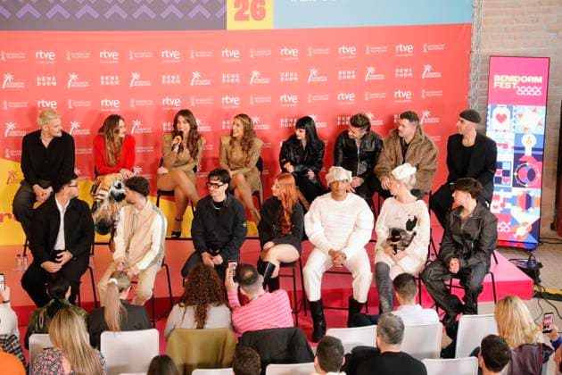 Press conference with the 18 artists of Benidorm Fest 2026 The 18 artists of Benidorm Fest 2026 during a press conference, at the Mirador del Castillo, on February 9, 2026, in Benidorm, Alicante, Valencian Community Spain After the welcome party last Saturday, February 7, today officially starts the week of Benidorm Fest 2026, six days in which the two semi-finals will be held on February 10 and 12 and the final on February 14, 2026 In addition to the three galas, the programming of the sixth edition of the festival includes rehearsals, press conferences and pre and post galas programs 09 FEBRUARY 2026 Joaquí Benidorm, Alicante, Comunidad Va Benidorm, Alicante, Comunidad Va Spain Copyright: xJoaquinxReinax 7276939