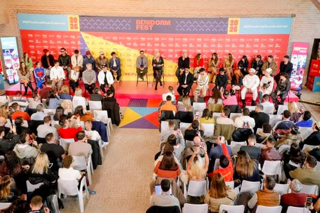 Press conference with the 18 artists of Benidorm Fest 2026 The 18 artists of Benidorm Fest 2026 during a press conference, at the Mirador del Castillo, on February 9, 2026, in Benidorm, Alicante, Valencian Community Spain After the welcome party last Saturday, February 7, today officially starts the week of Benidorm Fest 2026, six days in which the two semi-finals will be held on February 10 and 12 and the final on February 14, 2026 In addition to the three galas, the programming of the sixth edition of the festival includes rehearsals, press conferences and pre and post galas programs 09 FEBRUARY 2026 Joaquí Benidorm, Alicante, Comunidad Va Benidorm, Alicante, Comunidad Va Spain Copyright: xJoaquinxReinax 7276941