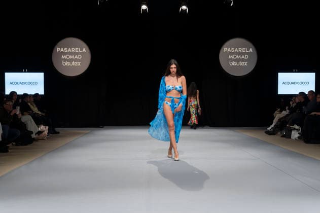 February 9, 2026, Madrid, Madrid, Spain: The model walks the runway at the MOMAD International Fashion Show, wearing designs by students from the ACQUADICOCCO, Madrid School of Fashion Design), Madrid, (02.06.26) Madrid Spain  - ZUMAc312 20260209_zsp_c312_013 Copyright: xOscarxManuelxSanchezx