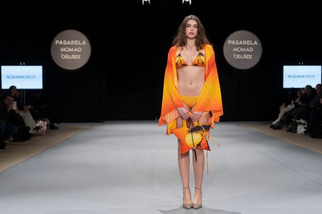 February 9, 2026, Madrid, Madrid, Spain: The model walks the runway at the MOMAD International Fashion Show, wearing designs by students from the ACQUADICOCCO, Madrid School of Fashion Design), Madrid, (02.06.26) Madrid Spain  - ZUMAc312 20260209_zsp_c312_019 Copyright: xOscarxManuelxSanchezx