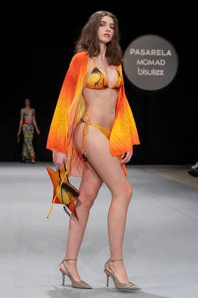 February 9, 2026, Madrid, Madrid, Spain: The model walks the runway at the MOMAD International Fashion Show, wearing designs by students from the ACQUADICOCCO, Madrid School of Fashion Design), Madrid, (02.06.26) Madrid Spain  - ZUMAc312 20260209_zsp_c312_023 Copyright: xOscarxManuelxSanchezx