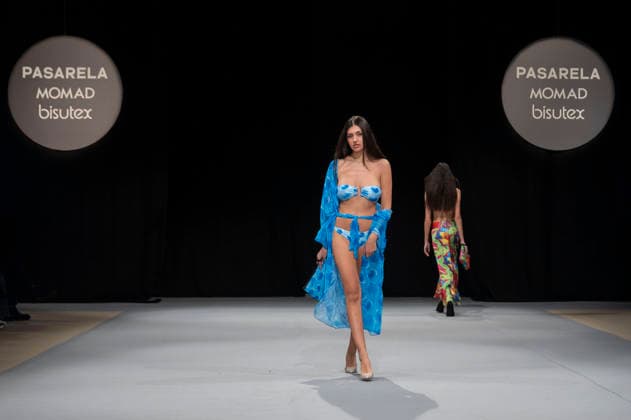 February 9, 2026, Madrid, Madrid, Spain: The model walks the runway at the MOMAD International Fashion Show, wearing designs by students from the ACQUADICOCCO, Madrid School of Fashion Design), Madrid, (02.06.26) Madrid Spain  - ZUMAc312 20260209_zsp_c312_042 Copyright: xOscarxManuelxSanchezx