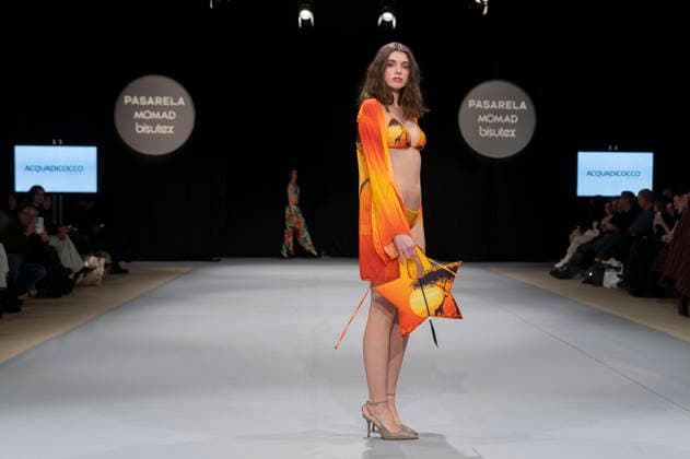 February 9, 2026, Madrid, Madrid, Spain: The model walks the runway at the MOMAD International Fashion Show, wearing designs by students from the ACQUADICOCCO, Madrid School of Fashion Design), Madrid, (02.06.26) Madrid Spain  - ZUMAc312 20260209_zsp_c312_045 Copyright: xOscarxManuelxSanchezx