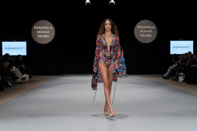 February 9, 2026, Madrid, Madrid, Spain: The model walks the runway at the MOMAD International Fashion Show, wearing designs by students from the ACQUADICOCCO, Madrid School of Fashion Design), Madrid, (02.06.26) Madrid Spain  - ZUMAc312 20260209_zsp_c312_046 Copyright: xOscarxManuelxSanchezx