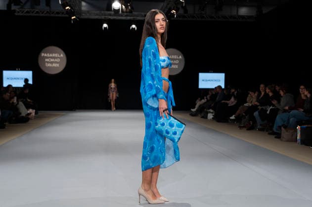 February 9, 2026, Madrid, Madrid, Spain: The model walks the runway at the MOMAD International Fashion Show, wearing designs by students from the ACQUADICOCCO, Madrid School of Fashion Design), Madrid, (02.06.26) Madrid Spain  - ZUMAc312 20260209_zsp_c312_053 Copyright: xOscarxManuelxSanchezx