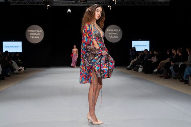 February 9, 2026, Madrid, Madrid, Spain: The model walks the runway at the MOMAD International Fashion Show, wearing designs by students from the ACQUADICOCCO, Madrid School of Fashion Design), Madrid, (02.06.26) Madrid Spain  - ZUMAc312 20260209_zsp_c312_061 Copyright: xOscarxManuelxSanchezx
