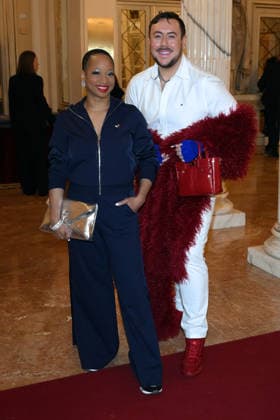 February 9, 2026, Milan, Rome, Italy: 09 02 2026 Milan, Welcome cocktail for guests at the Opening Ceremony of the Milan Cortina 2026 Olympics at the Teatro alla Scala. - Pictured: Monique Coleman, Michael Webber Milan Italy  - ZUMAa289 20260209_zia_a289_026 Copyright: xMax Agfx