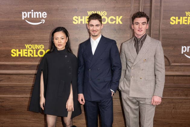Prime Video s Young Sherlock New York Screening, New York, USA - 09 Feb 2026 (L-R) Zine Tseng, Hero Fiennes Tiffin and Donal Finn attend the Young Sherlock New York Screening at SVA Theater on February 09, 2026 in New York City. New York United States Copyright: xRonxAdarx _radar_sherlock_20260209_00435