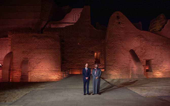 Prince William Meets Mohammed bin Salman - Riyadh Saudi Crown Prince Mohammed bin Salman (also known as MBS) and England’s Prince of Wales William tour At-Turaif, a UNESCO World Heritage Site in Diriyah, near Riyadh, Kingdom of Saudi Arabia, on February 9, 2026. Photo by Balkis Press ABACAPRESS.COM Riyadh Saudi Arabia  Copyright: xBalkisxPress ABACAx