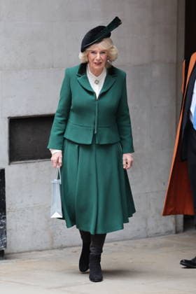 . 10 02 2026. London, United Kingdom. Queen Camilla leaving a service to mark the 650th Anniversary of the Guild of St Bride s, at St Bride s Church in London .  xStephenxLockx xi-Imagesx IIM-26558-0006