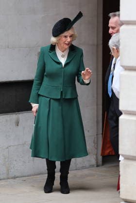 . 10 02 2026. London, United Kingdom. Queen Camilla leaving a service to mark the 650th Anniversary of the Guild of St Bride s, at St Bride s Church in London .  xStephenxLockx xi-Imagesx IIM-26558-0008