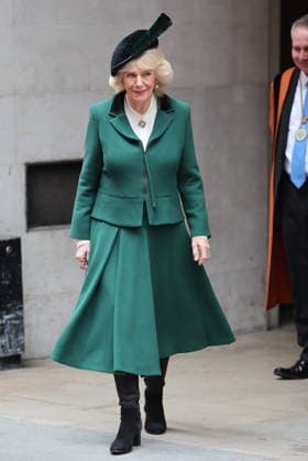 . 10 02 2026. London, United Kingdom. Queen Camilla leaving a service to mark the 650th Anniversary of the Guild of St Bride s, at St Bride s Church in London .  xStephenxLockx xi-Imagesx IIM-26558-0009