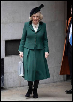 . 10 02 2026. London, United Kingdom. Queen Camilla leaving a service to mark the 650th Anniversary of the Guild of St Bride s, at St Bride s Church in London .  xStephenxLockx xi-Imagesx IIM-26558-0011