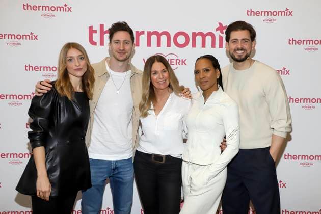 Nora Dietrich, Doc Felix, Bettina Graf, Barbara Becker, Chris Wackert as guests at the Koch Vorstellung Longevity and Thermomix event at kju Studio on Tuesday, February 10, 2026 in Hamburg Hamburg Germany