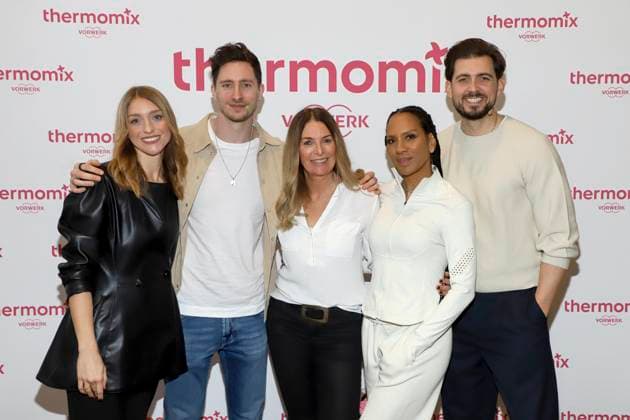 Nora Dietrich, Doc Felix, Bettina Graf, Barbara Becker, Chris Wackert as guests at the Koch Vorstellung Longevity and Thermomix event at kju Studio on Tuesday, February 10, 2026 in Hamburg Hamburg Germany