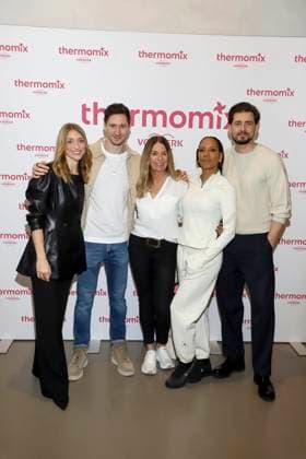 Nora Dietrich, Doc Felix, Bettina Graf, Barbara Becker, Chris Wackert as guests at the Koch Vorstellung Longevity and Thermomix event at kju Studio on Tuesday, February 10, 2026 in Hamburg Hamburg Germany