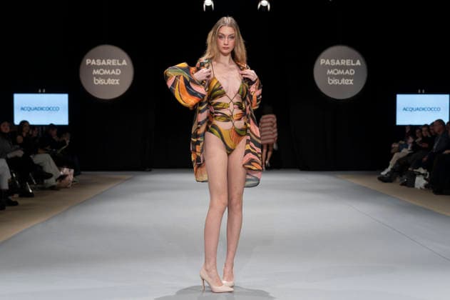 February 10, 2026, Madrid, Madrid, Spain: The model walks the runway at the MOMAD International Fashion Show, wearing designs by students from the ACQUADICOCCO, Madrid School of Fashion Design), Madrid, (02.06.26) Madrid Spain  - ZUMAc312 20260210_zsp_c312_036 Copyright: xOscarxManuelxSanchezx