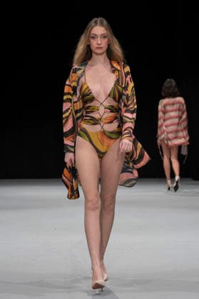 February 10, 2026, Madrid, Madrid, Spain: The model walks the runway at the MOMAD International Fashion Show, wearing designs by students from the ACQUADICOCCO, Madrid School of Fashion Design), Madrid, (02.06.26) Madrid Spain  - ZUMAc312 20260210_zsp_c312_042 Copyright: xOscarxManuelxSanchezx