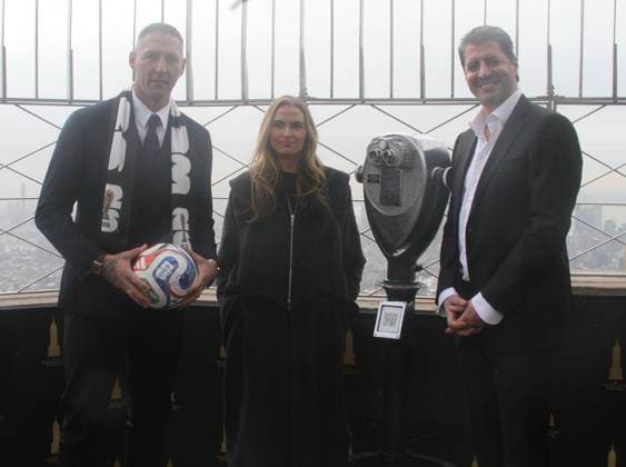 RECORD DATE NOT STATED Marco Materazzi, Kate Barton and Imad Izemrane, light the Empire State Building. (NEW) Marco Materazzi, Kate Barton and Imad Izemrane, light the Empire State Building. February 10, 2026, New York, USA: (L-R) Marco Materazzi, former soccer player and manager along with Kate Barton, fashion designer and Imad Izemrane, Co-Founder and Chief Executive Officer of N4XT Experiences light the Empire State Building in partnership with N4XT Experiences to kick off New York Fashion Week. Credit: Niyi Fote Thenews2 (Foto: Niyi Fote Thenews2 imago images) Marco Materazzi, Kate Barton and Imad Izemrane, light the Empire State Building. Copyright: xNiyixFotex