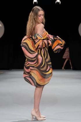 February 10, 2026, Madrid, Madrid, Spain: The model walks the runway at the MOMAD International Fashion Show, wearing designs by students from the ACQUADICOCCO, Madrid School of Fashion Design), Madrid, (02.06.26) Madrid Spain  - ZUMAc312 20260210_zsp_c312_061 Copyright: xOscarxManuelxSanchezx