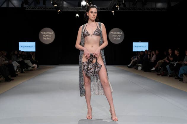 February 10, 2026, Madrid, Madrid, Spain: The model walks the runway at the MOMAD International Fashion Show, wearing designs by students from the ACQUADICOCCO, Madrid School of Fashion Design), Madrid, (02.06.26) Madrid Spain  - ZUMAc312 20260210_zsp_c312_053 Copyright: xOscarxManuelxSanchezx
