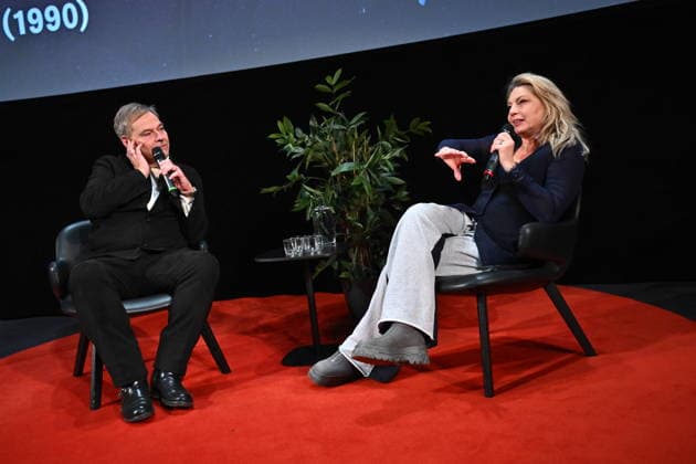 STOCKHOLM, SWEDEN 20260210 The Swedish Film Institutes Jan Göransson interviews Helena Bergström before the premiere of the film Black Jack at Cinemateket STOCKHOLM SWEDEN x10090x  Copyright: xClaudioxBresciani TTx BLACK JACK PA CINEMATEKET XD8JJ42vV4Q