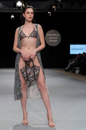 February 10, 2026, Madrid, Madrid, Spain: The model walks the runway at the MOMAD International Fashion Show, wearing designs by students from the ACQUADICOCCO, Madrid School of Fashion Design), Madrid, (02.06.26) Madrid Spain  - ZUMAc312 20260210_zsp_c312_071 Copyright: xOscarxManuelxSanchezx
