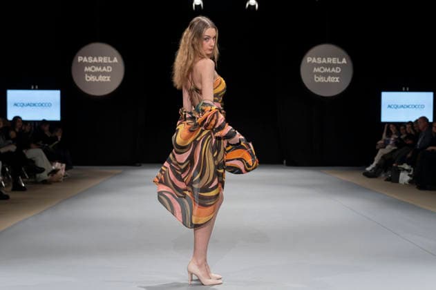 February 10, 2026, Madrid, Madrid, Spain: The model walks the runway at the MOMAD International Fashion Show, wearing designs by students from the ACQUADICOCCO, Madrid School of Fashion Design), Madrid, (02.06.26) Madrid Spain  - ZUMAc312 20260210_zsp_c312_079 Copyright: xOscarxManuelxSanchezx