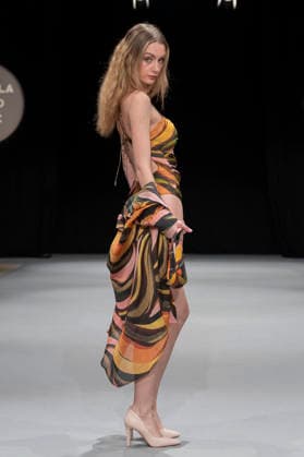 February 10, 2026, Madrid, Madrid, Spain: The model walks the runway at the MOMAD International Fashion Show, wearing designs by students from the ACQUADICOCCO, Madrid School of Fashion Design), Madrid, (02.06.26) Madrid Spain  - ZUMAc312 20260210_zsp_c312_066 Copyright: xOscarxManuelxSanchezx