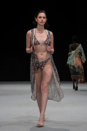 February 10, 2026, Madrid, Madrid, Spain: The model walks the runway at the MOMAD International Fashion Show, wearing designs by students from the ACQUADICOCCO, Madrid School of Fashion Design), Madrid, (02.06.26) Madrid Spain  - ZUMAc312 20260210_zsp_c312_084 Copyright: xOscarxManuelxSanchezx