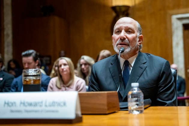 Secretary of Commerce Howard Lutnick speaks during a Senate Appropriations Committee hearing on broadband deployment funding at the Department of Commerce in the Dirksen Senate Office Building near the U.S. Capitol in Washington, DC on Tuesday, February 10, 2026. Lutnick admitted to visiting Epstein Island, the private island of convicted sex offender Jeffrey Epstein, with his family in 2012.  WAP20260210312 BONNIExCASH