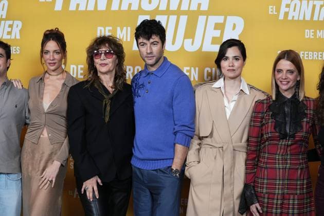 Marco Caceres, Maria Hervas, Maria Ripoll, Javier Rey, Loreto Mauleon and Macarena Gomez at photocall film El Fantasma de mi mujer in Madrid on Tuesday, 10 February 2026. Cordon Press 
