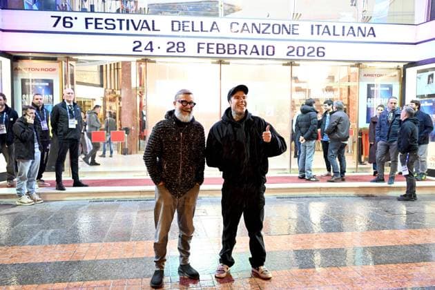 Sanremo: 76th Italian Song Festival. Fourth day of rehearsals. Pictured: Fedez and Marco Masini  Copyright: xMaurizioxD Avanzox xipa-agency.netx xMaurizioxDxAvanzox IPA_Agency_IPA71248534