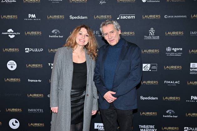 Audiovisual Awards Ceremony - Paris Juliette Meynac and Manuel Gelin during the Audiovisual Awards Ceremony at the Theatre Marigny in Paris on February 10, 2026. Photo by Tomas Stevens ABACAPRESS.COM Paris France  Copyright: xStevensxTomas ABACAx